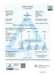 certyfikat Aluminiumleiter Bayersystem BS-DA4 150kg