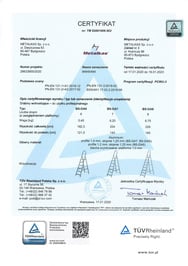 certyfikat Aluminiumleiter Bayersystem BS-DA8 150kg